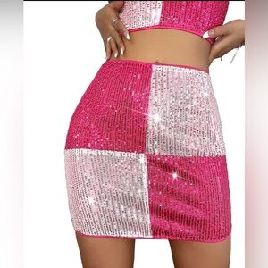 Light/dark pink sequin skirt. SHEIN Size XS